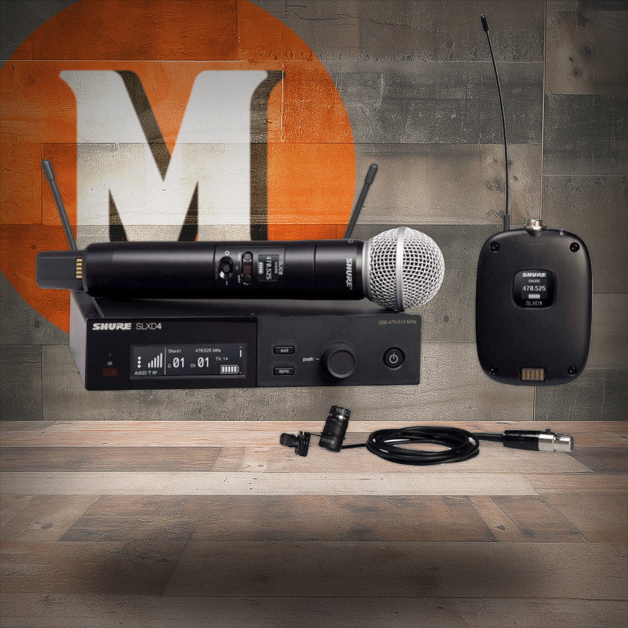 Shure SLXD124/85-J52 Wireless System with SLXD2/58 Handheld SLXD1 Bodypack and WL185 Mic J52 Band | Musician Madness