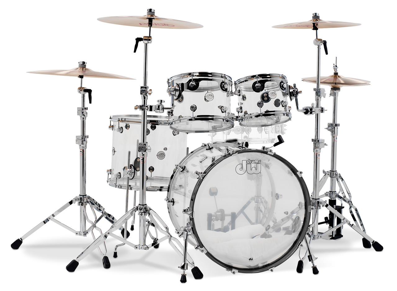 DW Design Series 4-Piece Acrylic Shell Pack - Clear w/Chrome Hardware (DDAC2214CL) | Musician Madness