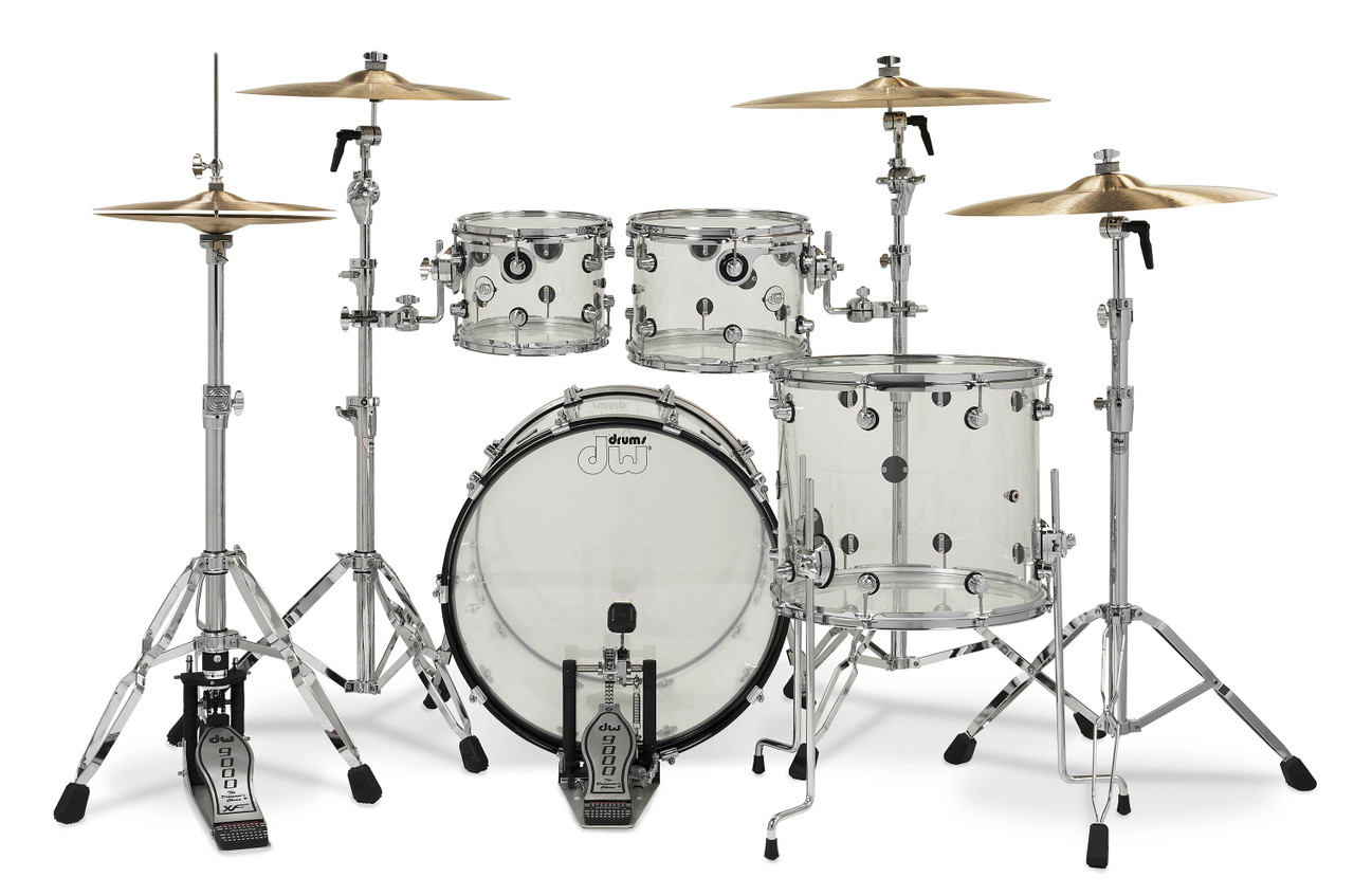 DW Design Series 4-Piece Acrylic Shell Pack - Clear w/Chrome Hardware (DDAC2214CL) | Musician Madness