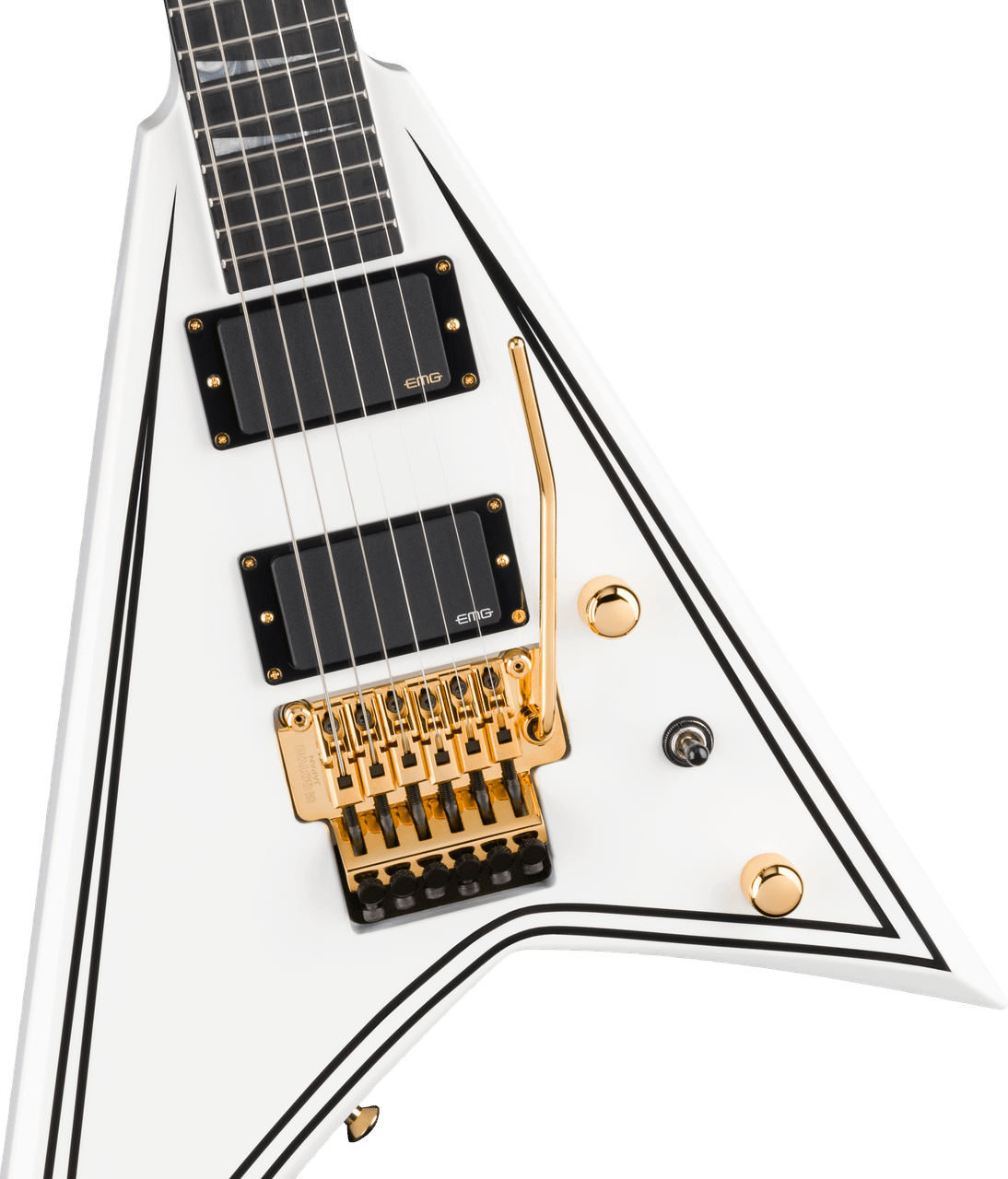 Jackson MJ Series Rhoads RR24MG - Ebony Fingerboard - White with Black Pinstripes | Musician Madness