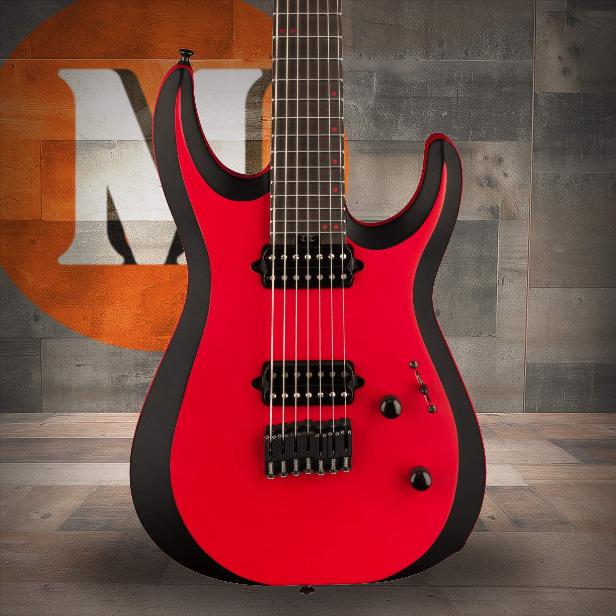 Jackson Pro Plus Series DK Modern MDK7 HT - Ebony Fingerboard - Satin Red with Black bevels | Musician Madness