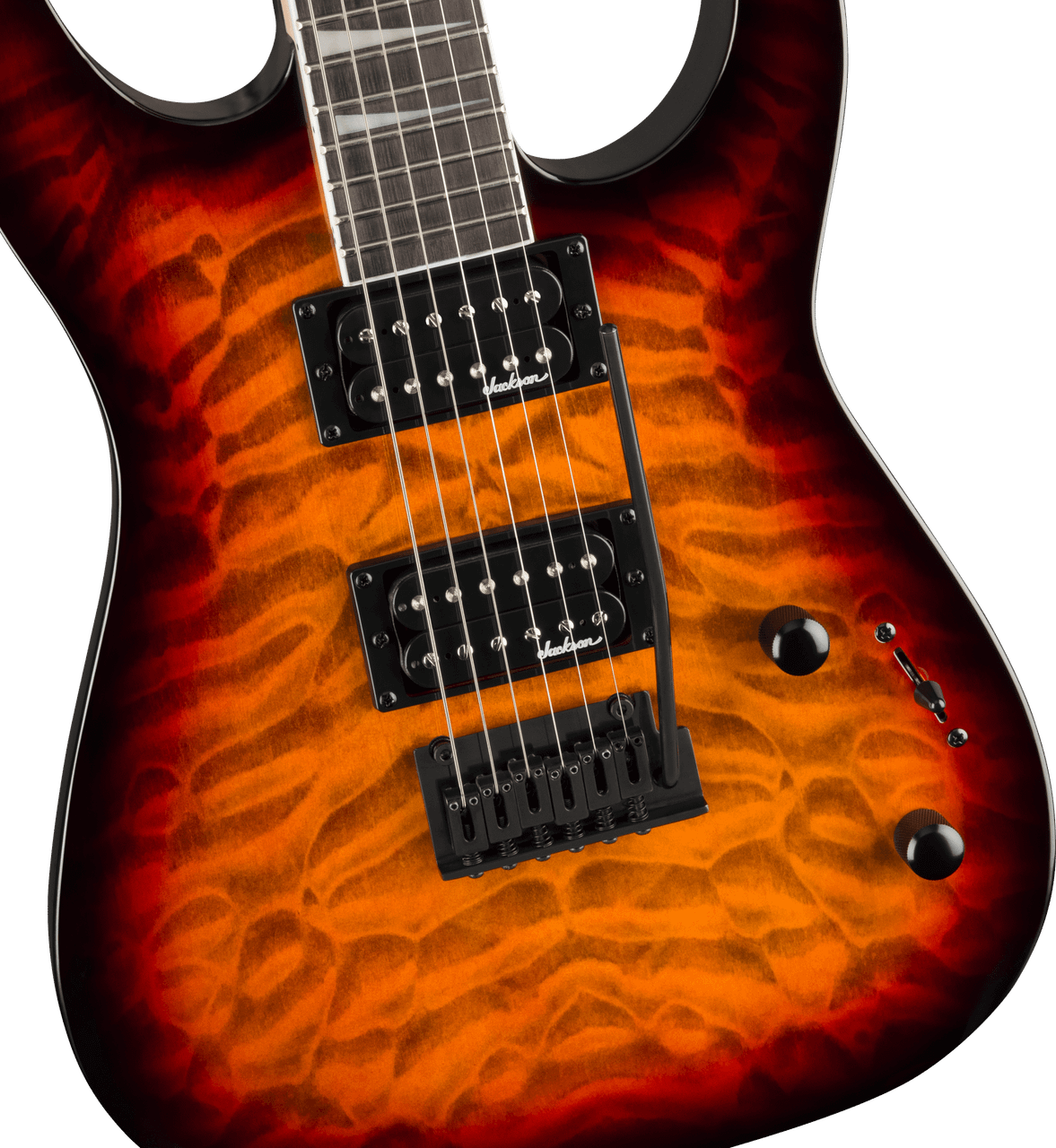 Jackson JS Series Dinky JS20 DKQ 2PT - Amaranth Fingerboard - Transparent Tobacco Burst | Musician Madness