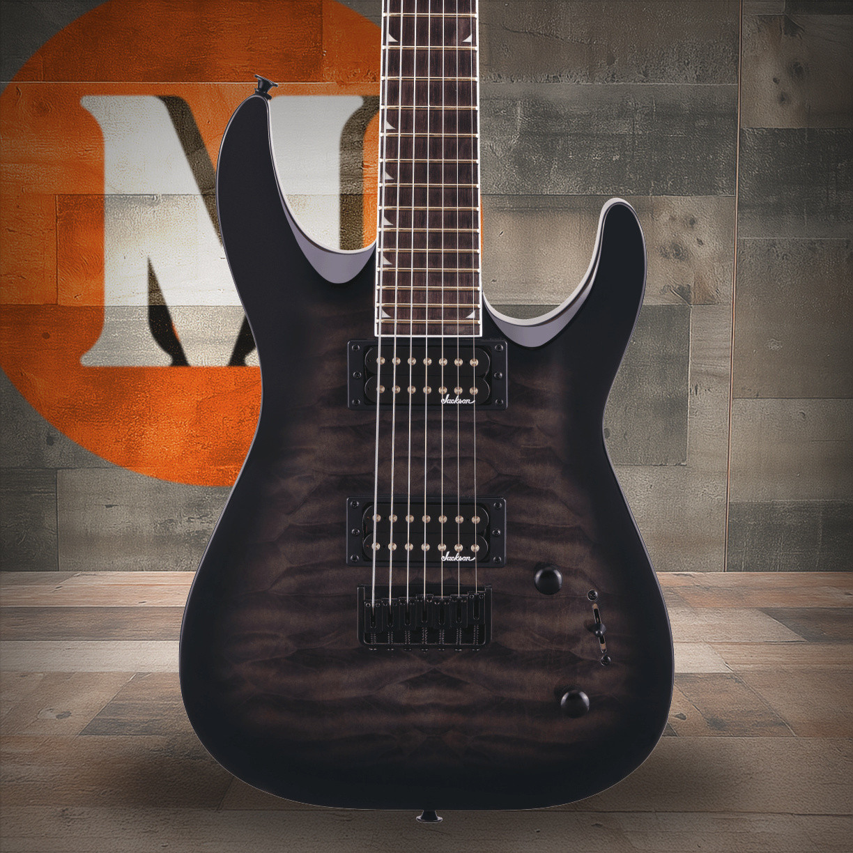 Jackson JS Series Dinky Arch Top JS22Q -7 DKA HT - Amaranth Fingerboard - Transparent Black Burst | Musician Madness