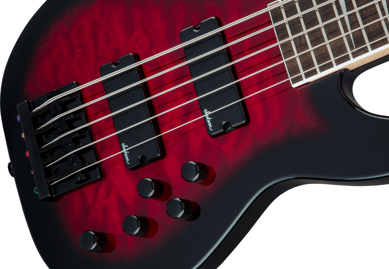 Jackson JS Series Concert Bass JS3VQ - Amaranth Fingerboard - Transparent Red Burst | Musician Madness