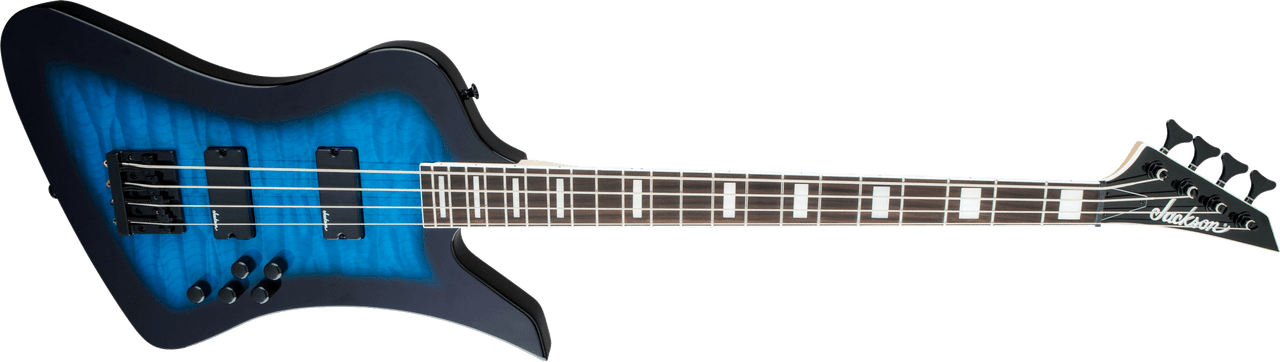 Jackson JS Series Kelly Bird JS3Q - Amaranth Fingerboard - Transparent Blue Burst | Musician Madness
