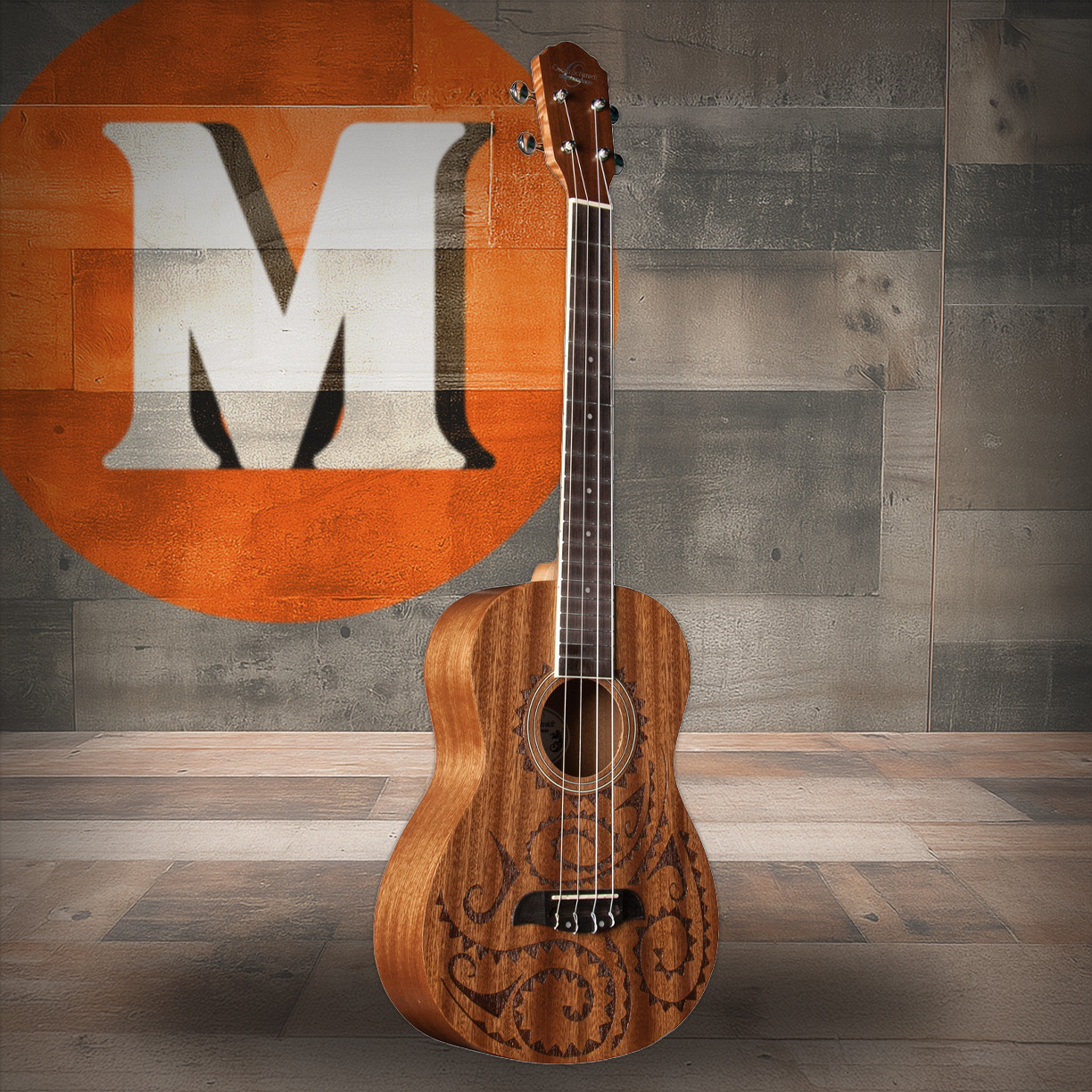 Oscar Schmidt OU52TAT-A Baritone Ukulele. Natural Mahogany Maori (OU52TAT-A-U) | Musician Madness