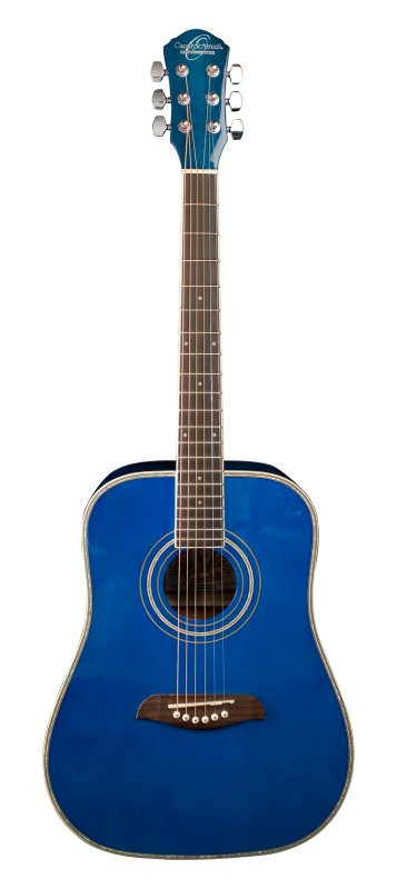 Oscar Schmidt OGHSTBL-A 1/2 Dreadnought Acoustic Guitar. Trans Blue (OGHSTBL-A-U) | Musician Madness