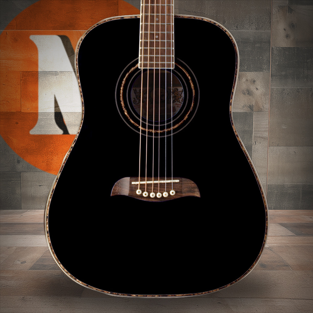 Oscar Schmidt OGHSB-A 1/2 Dreadnought Acoustic Guitar. Black (OGHSB-A-U) | Musician Madness