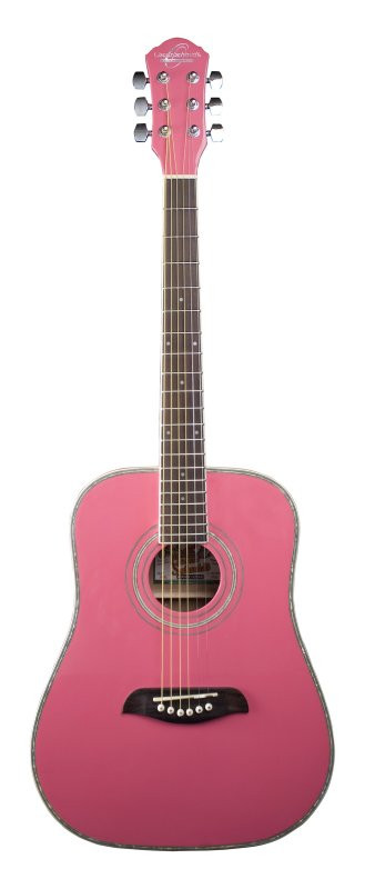 Oscar Schmidt OG1P-A 3/4 Dreadnought Acoustic Guitar. Pink (OG1P-A-U) | Musician Madness