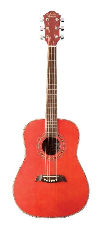 Oscar Schmidt OG1TR-A 3/4 Dreadnought Acoustic Guitar. Trans Red (OG1TR-A-U) | Musician Madness