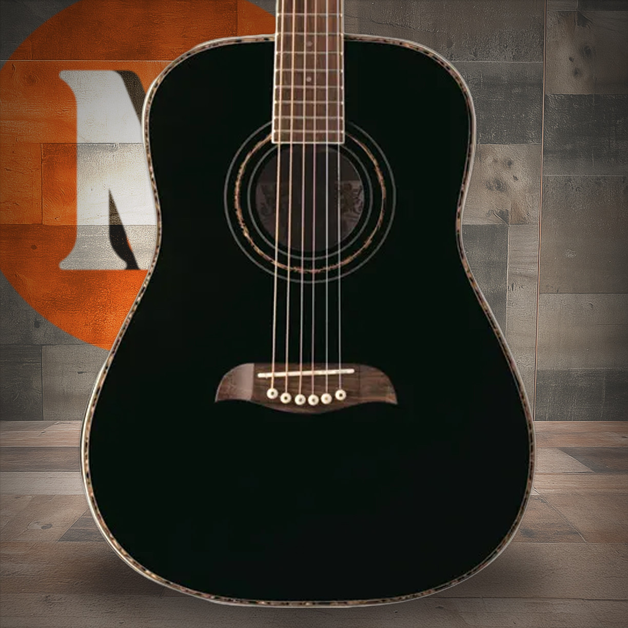 Oscar Schmidt OG1B-A 3/4 Dreadnought Acoustic Guitar. Black (OG1B-A-U) | Musician Madness