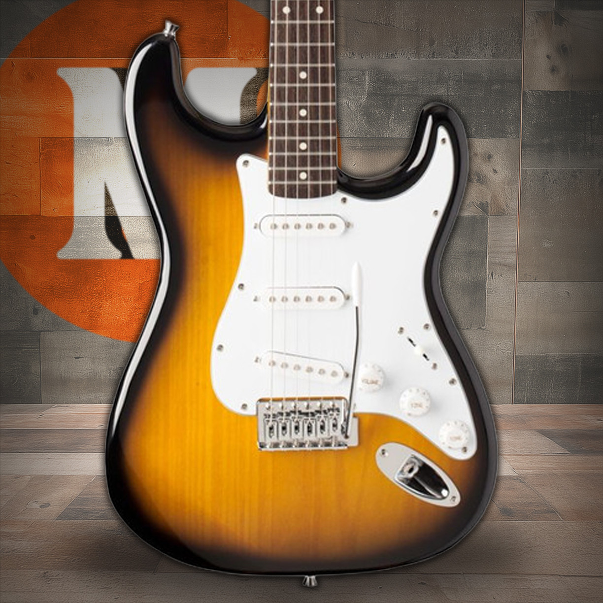Oscar Schmidt OS-30-TS-A Double Cut Solid Body 3/4 Electric Guitar. Tobacco Sunburst (OS-30-TS-A-U) | Musician Madness
