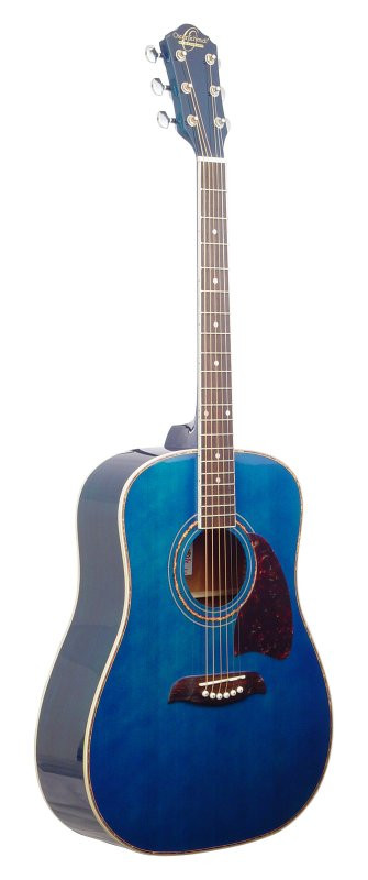 Oscar Schmidt OG2TBL-A Dreadnought Acoustic Guitar. Trans Blue (OG2TBL-A-U) | Musician Madness
