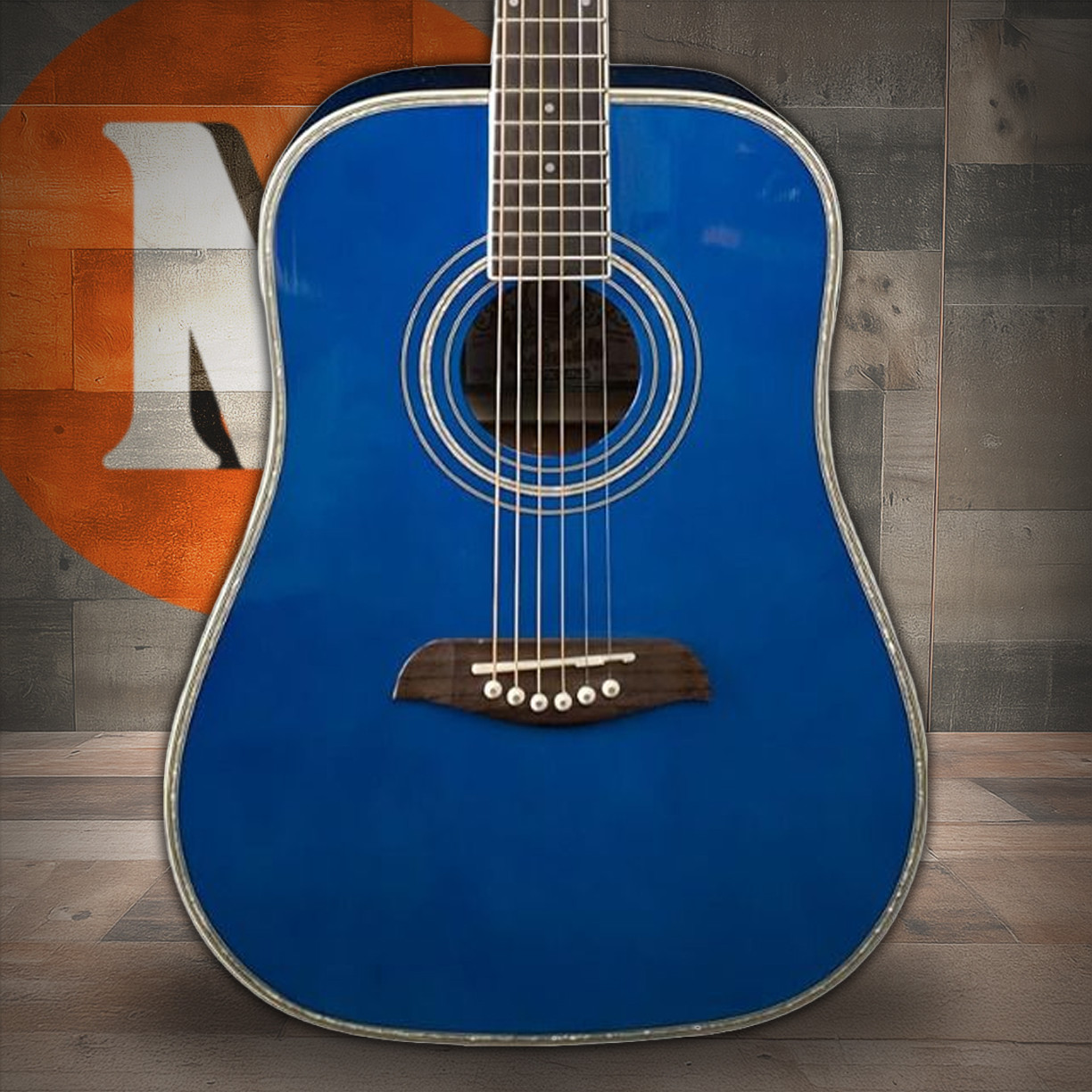 Oscar Schmidt OG2TBL-A Dreadnought Acoustic Guitar. Trans Blue (OG2TBL-A-U) | Musician Madness