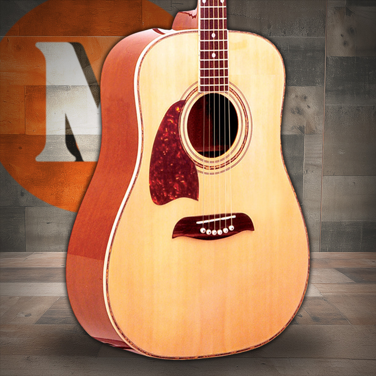 Oscar Schmidt OG2NLH-A Dreadnought Left-Handed Acoustic Guitar. Natural Spruce (OG2NLH-A-U) | Musician Madness