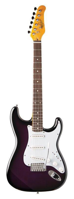 Oscar Schmidt OS-300-PS-A Double Cut Solid Body Electric Guitar. Purple Sunburst (OS-300-PS-A-U) | Musician Madness