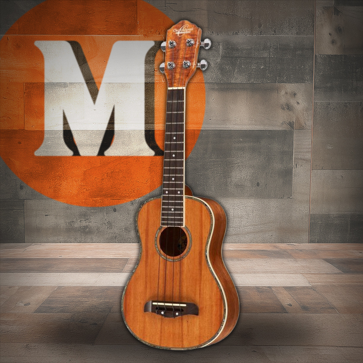 Oscar Schmidt OU5-R Concert Ukulele W/Pre Amp. Natural Koa (OU5EK