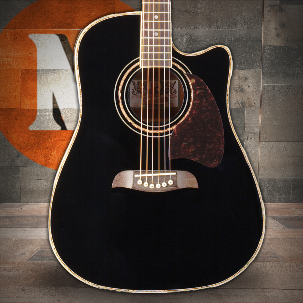 Oscar Schmidt OG2CEB-A Dreadnought Cutaway Acoustic Electric Guitar. Black (OG2CEB-A-U) | Musician Madness