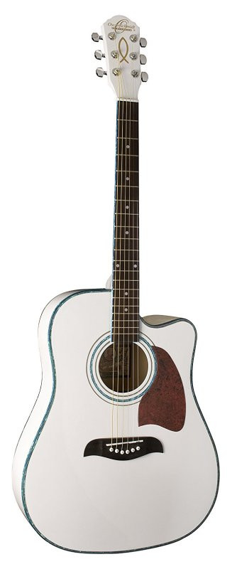 Oscar Schmidt OG2CEWH-A Dreadnought Cutaway Acoustic Electric. White (OG2CEWH-A-U) | Musician Madness