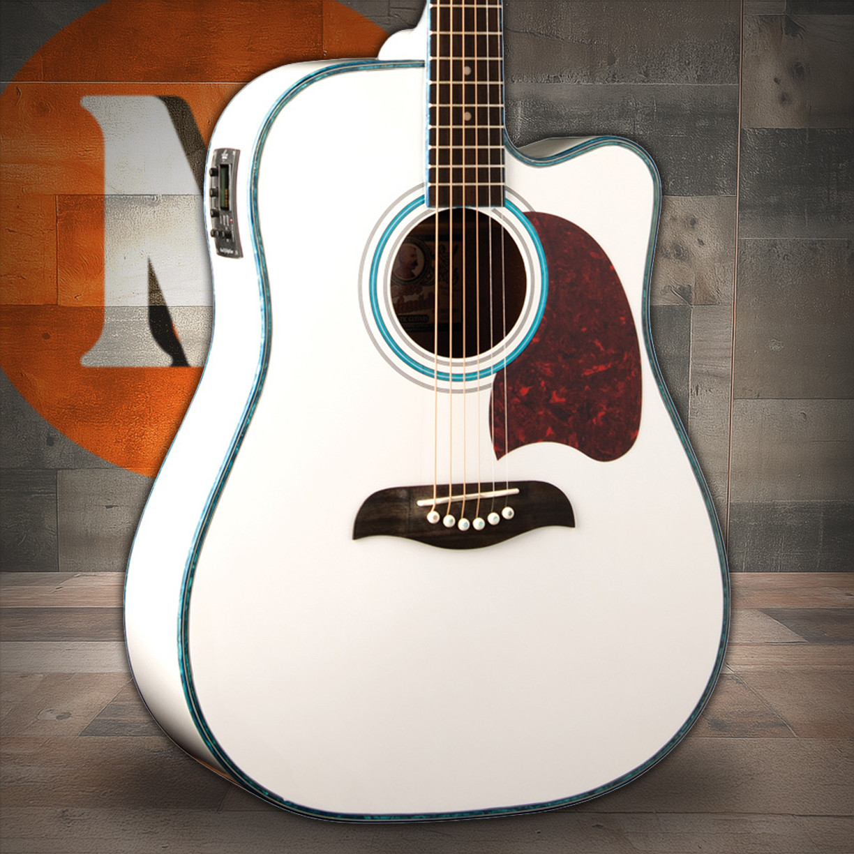 Oscar Schmidt OG2CEWH-A Dreadnought Cutaway Acoustic Electric. White (OG2CEWH-A-U) | Musician Madness