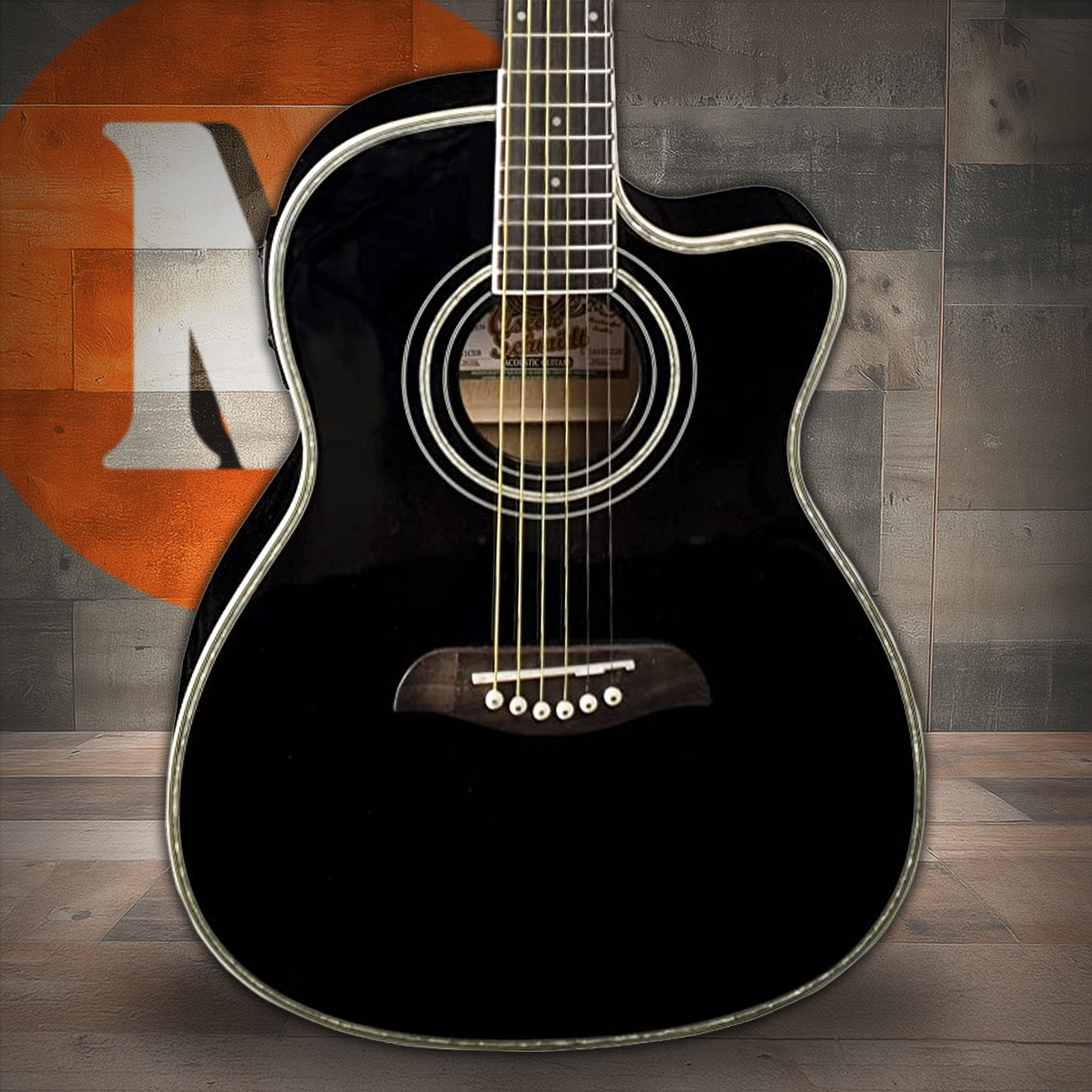 Oscar Schmidt OG1CEB-A 3/4 Dreadnought Cutaway Acoustic Electric Guitar . Black (OG1CEB-A-U) | Musician Madness