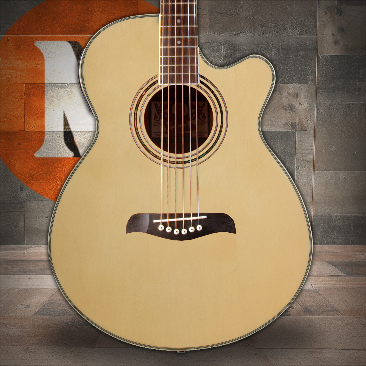Oscar Schmidt OG10CEN-A Folk Cutaway Acoustic Electric Guitar. Natural Spruce (OG10CEN-A-U) | Musician Madness