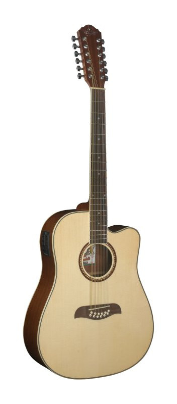 Oscar Schmidt OD312CE-A Dreadnought (12 String) Cutaway Acoustic Electric Guitar. Natural Spruce (OD312CE-A-U) | Musician Madness