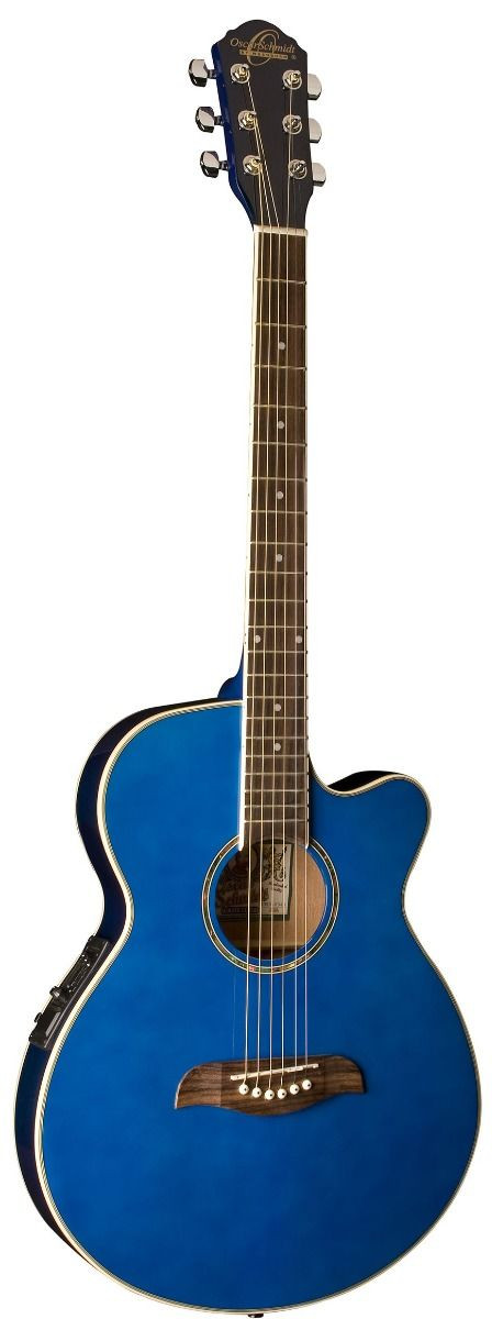 Oscar Schmidt OG8CETBL-A Folk Cutaway Acoustic Electric Guitar. Trans Blue (OG8CETBL-A-U) | Musician Madness