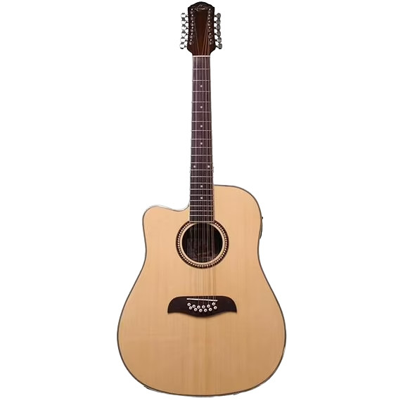 Oscar Schmidt OD312CELH-A Dreadnought (12 String) Cutaway Lefty Acoustic Electric Guitar. Natural (OD312CELH-A-U) | Musician Madness