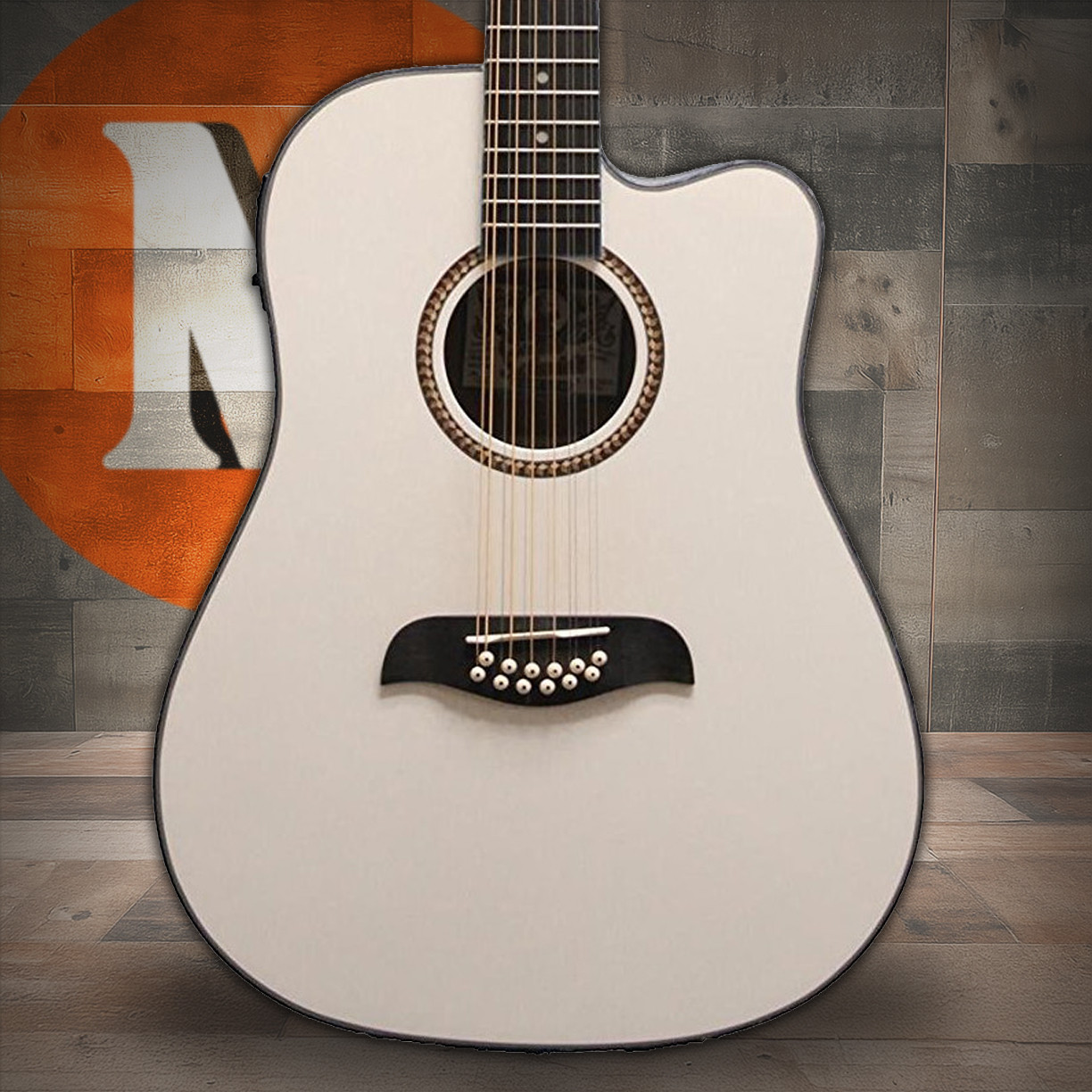 Oscar Schmidt OD312CEWH-A Dreadnought (12 String) Acoustic Electric Guitar. White (OD312CEWH-A-U) | Musician Madness