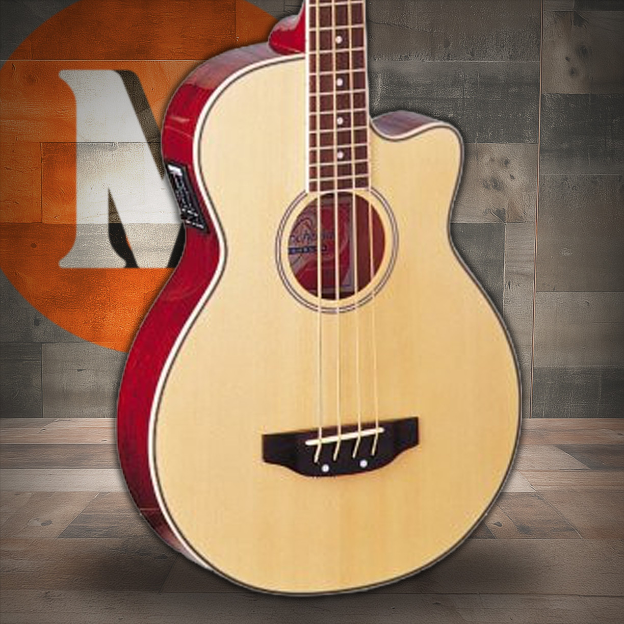 Oscar Schmidt OB100N-A Acoustic Electric Bass. Natural Spruce (OB100N-A-U) | Musician Madness