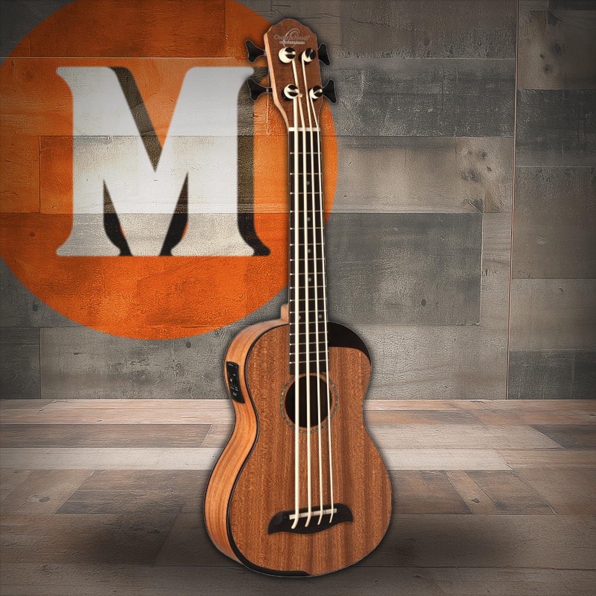 Oscar Schmidt OUB200K-A Acoustic Electric Cutaway Bass Ukulele. Comfort Arm Rest Natural Mahogany (OUB200K-A-U) | Musician Madness
