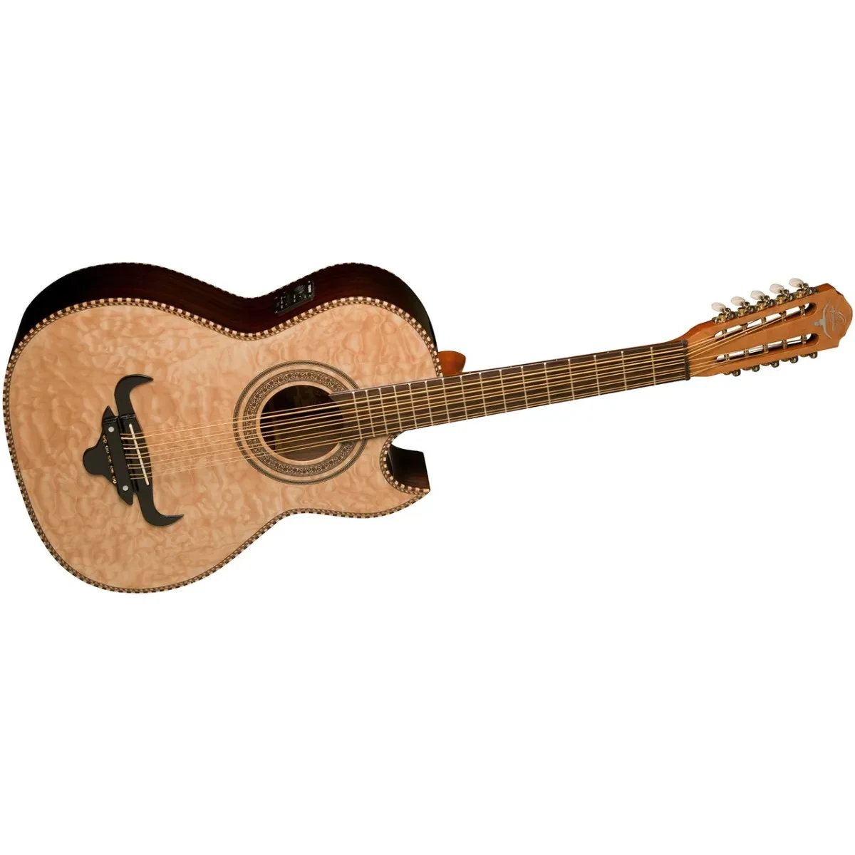 Oscar Schmidt OH32SEQN Acoustic Electric Bajo Quinto w/Bag - Quilt Natural (OH32SEQN-U) | Musician Madness