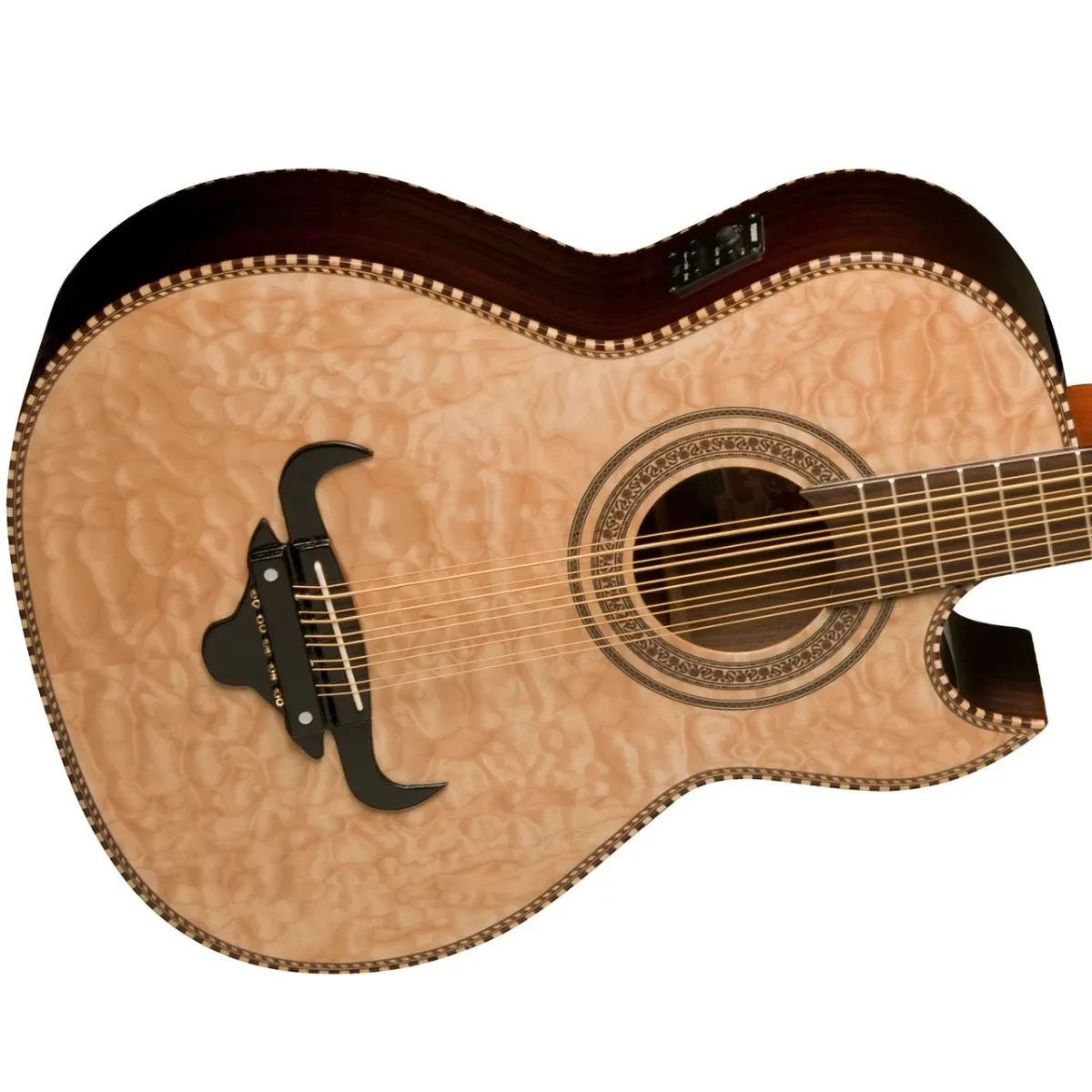 Oscar Schmidt OH32SEQN Acoustic Electric Bajo Quinto w/Bag - Quilt Natural (OH32SEQN-U) | Musician Madness