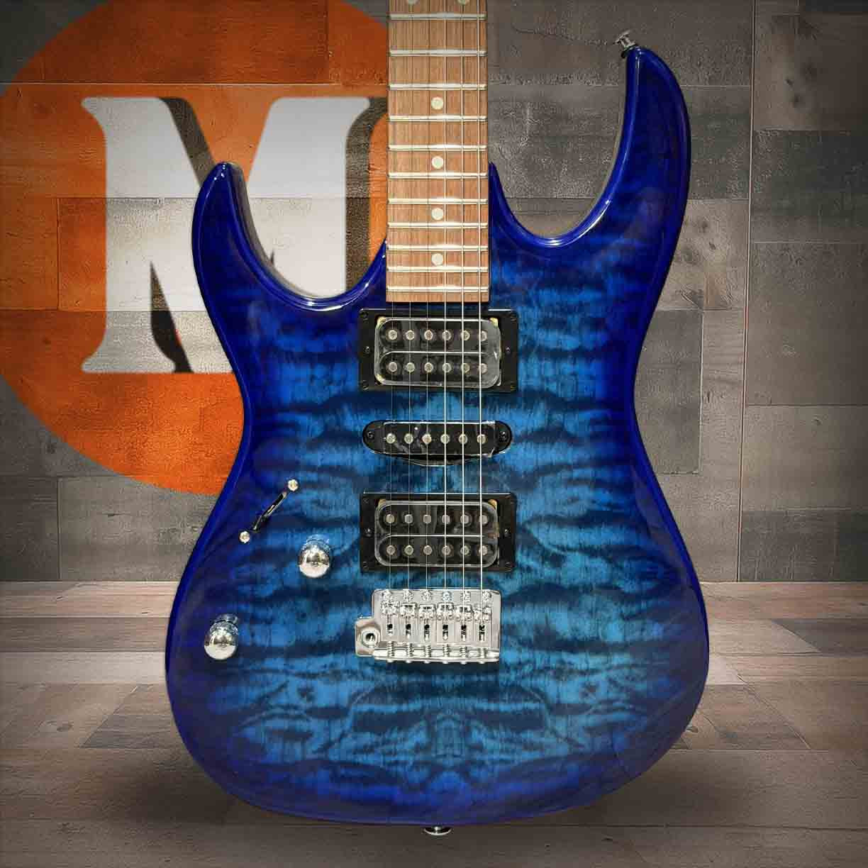 Ibanez GIO RX 6 String Electric Guitar - Left Handed - Transparent Blue Burst (GRX70QALTBB) | Musician Madness