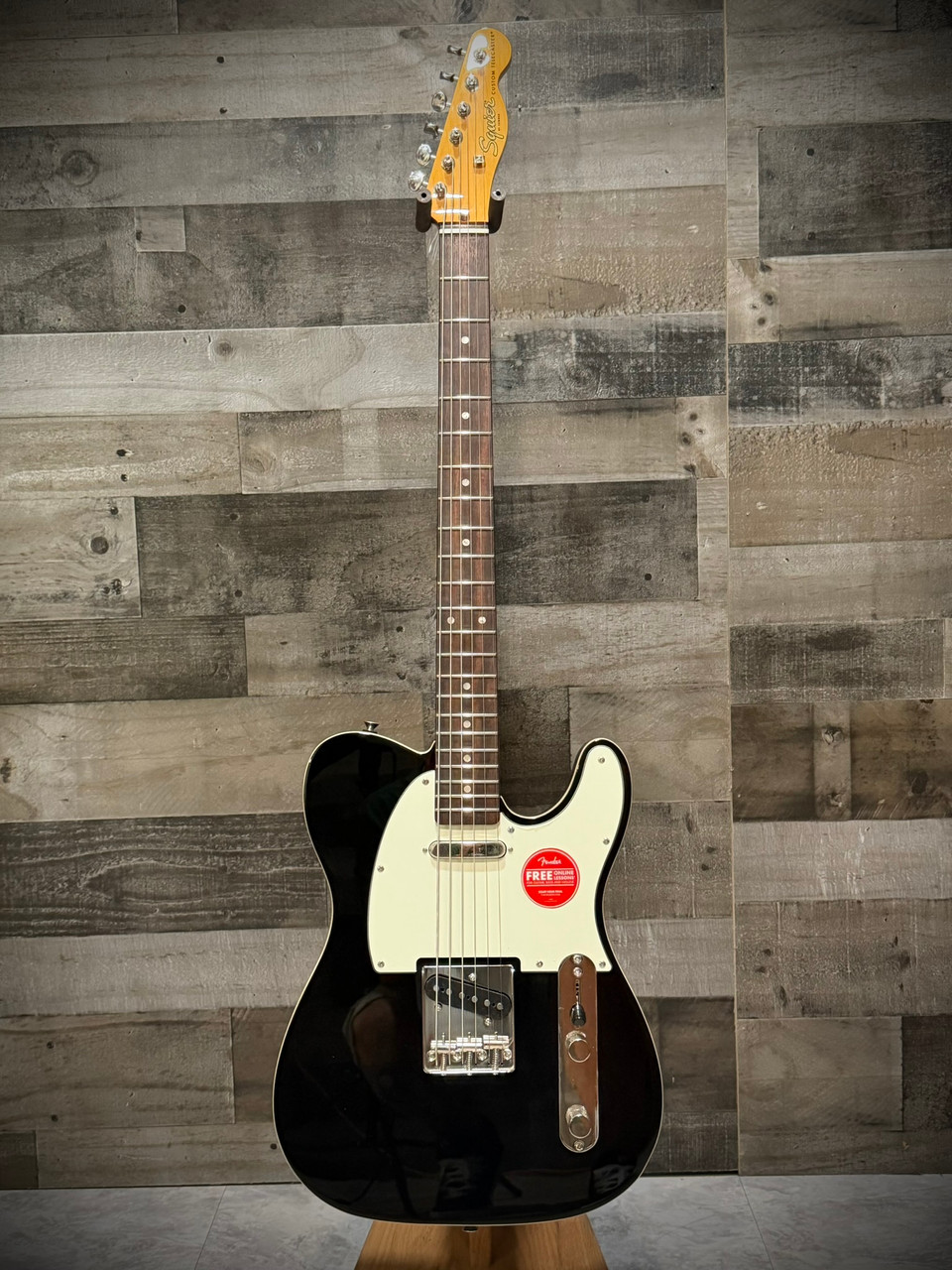 Squier Classic Vibe Baritone Custom Telecaster - Laurel Fingerboard - Parchment Pickguard - Black | Musician Madness