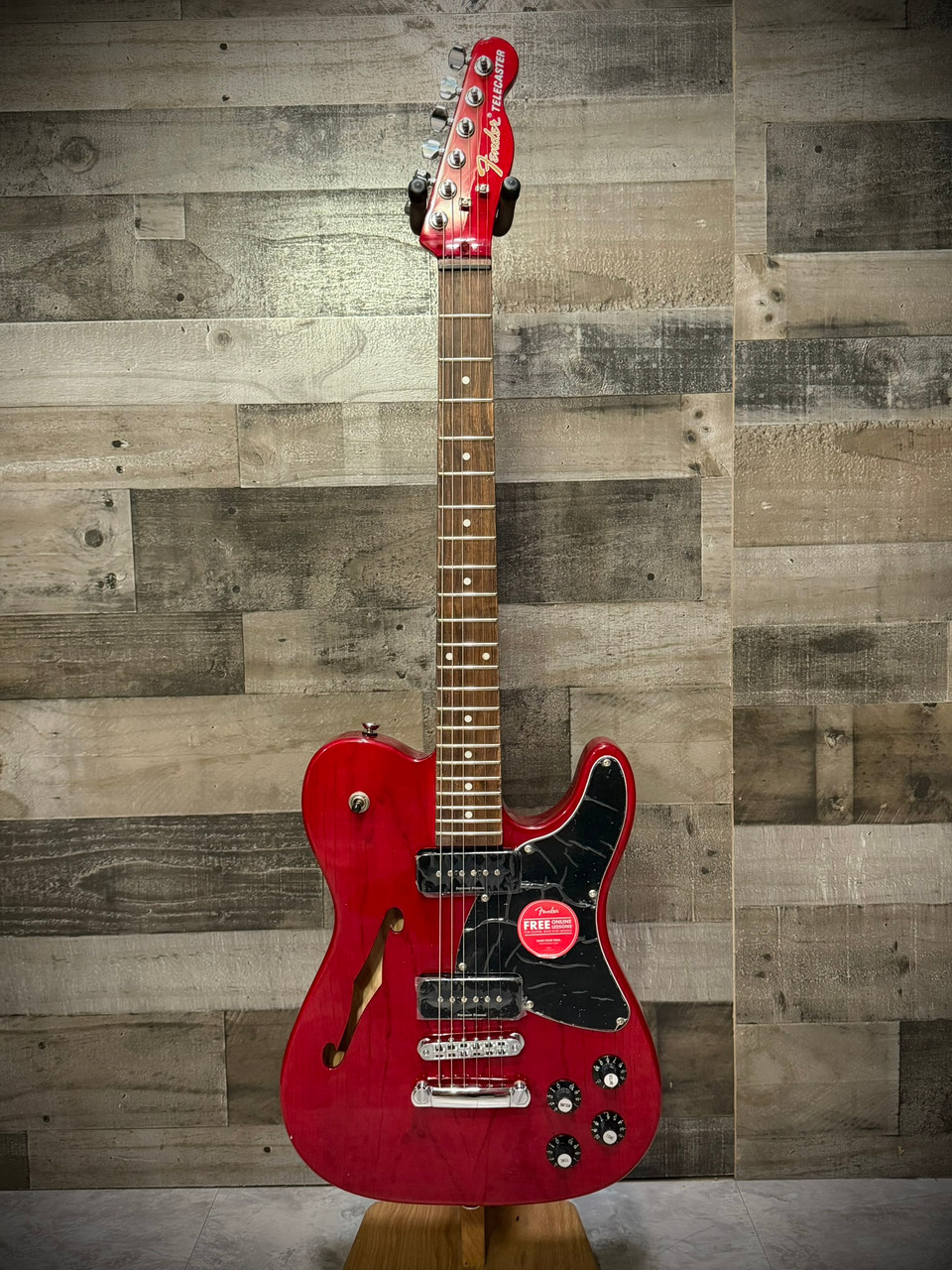 Fender Jim Adkins JA-90 Telecaster Thinline, Laurel Fingerboard, Crimson Red Transparent | Musician Madness