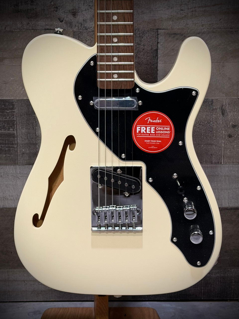 Squier Affinity Series Telecaster Thinline - Laurel Fingerboard - Black Pickguard - Olympic White | Musician Madness