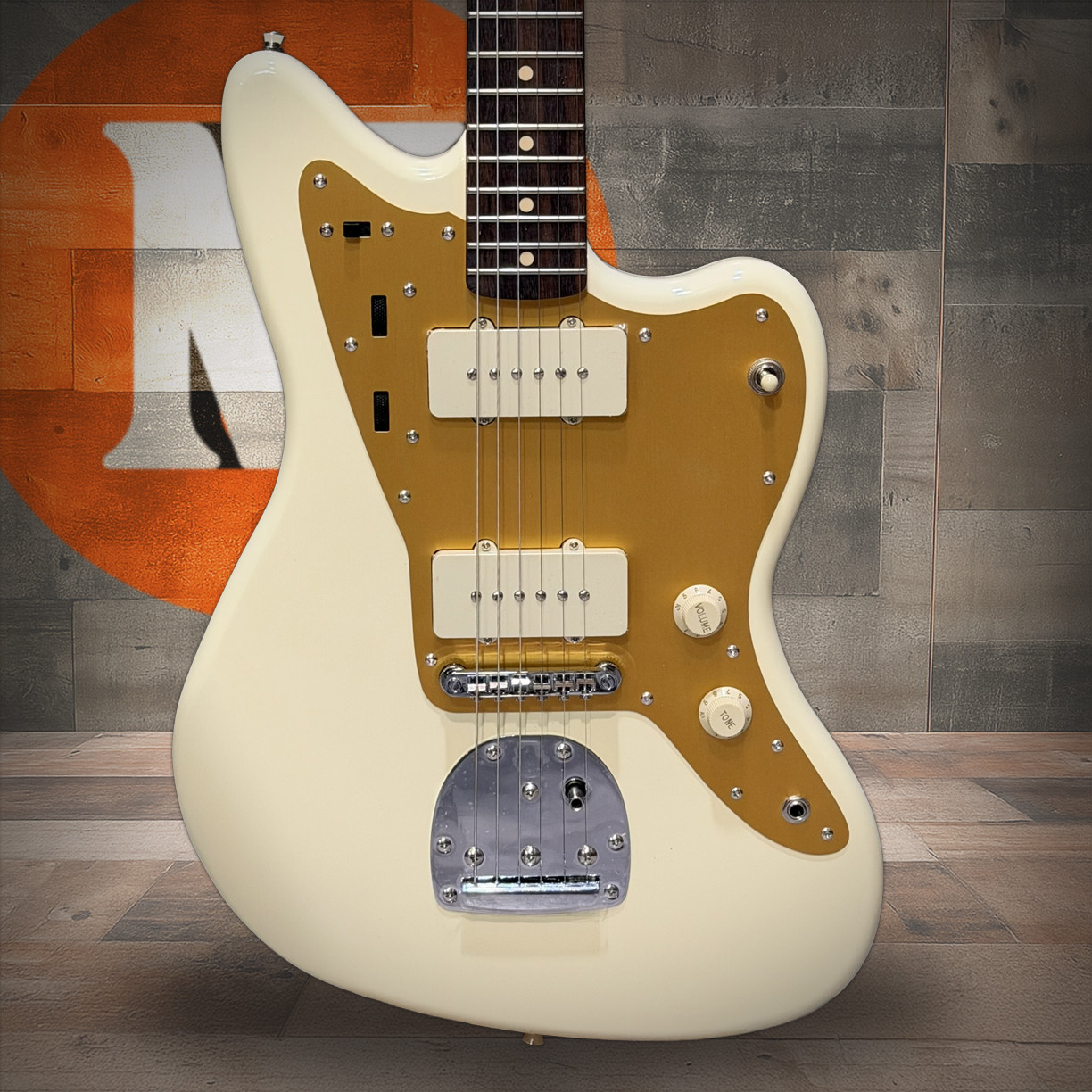 Squier J Mascis Jazzmaster - Laurel Fingerboard - Gold Anodized Pickguard - Vintage White | Musician Madness