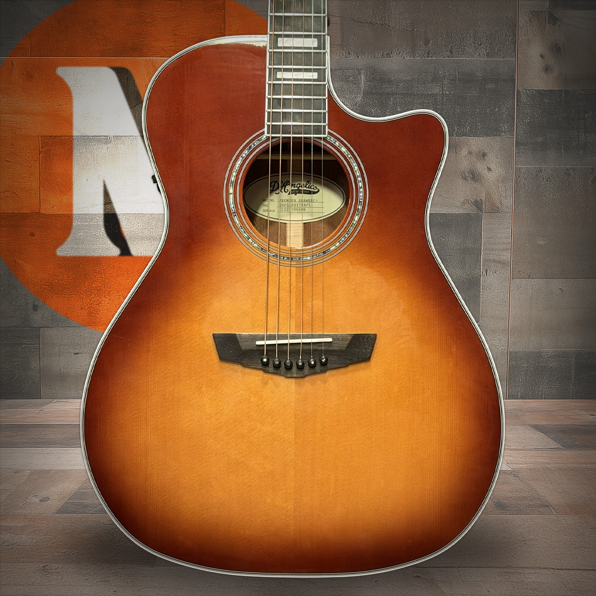 D'Angelico Gramercy Grand Auditorium Acoustic Guitar - Iced Tea Burst Open Box (DAPG200ITBAPS)