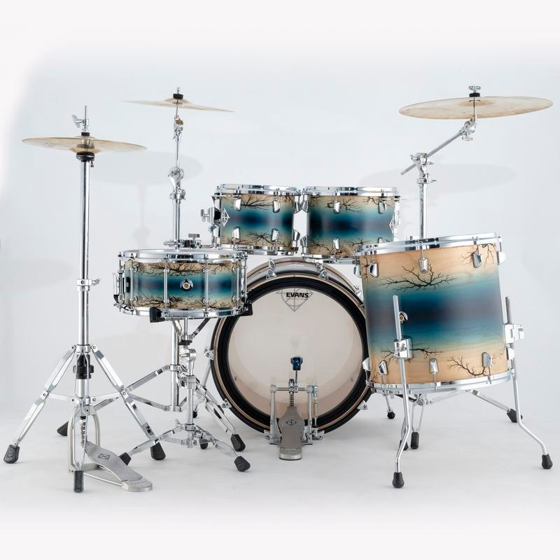 Dixon Artisan Maple 422 Shell Pack Enchanted Electric Blue Reverse Burst (PODAN422-11-EA-CR) | Musician Madness
