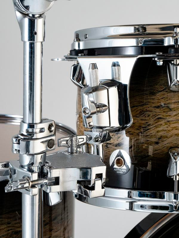 Dixon Artisan Select 422 Shell Pack PMT over Black to Black Burst (PODAX422-07-BKMBB-CR) | Musician Madness