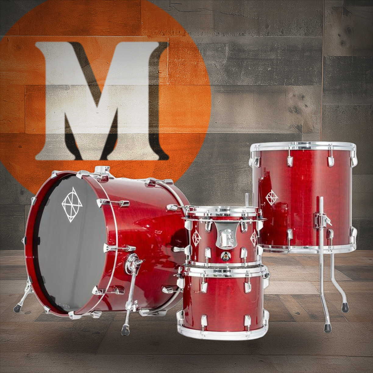 Dixon Artisan Maple 422 Shell Pack See Through Red (PODAN422-11-STR-CR) | Musician Madness