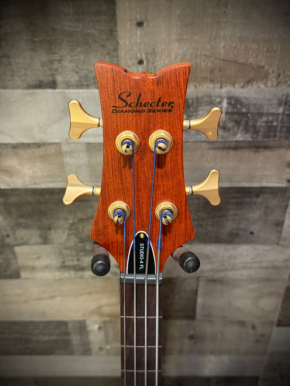 Schecter Stiletto Studio-4 FL Left-Handed Bass Guitar - Honey Satin - Open Box (2765) | Musician Madness