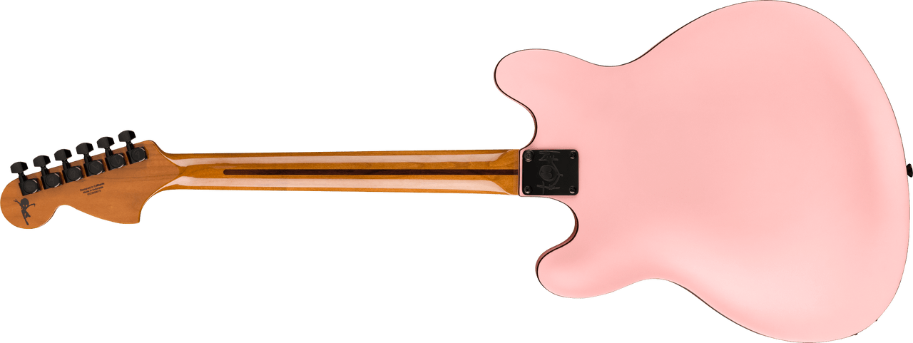 Fender Tom DeLonge Starcaster Rosewood Fingerboard, Black Hardware - Satin Shell Pink Picks and  Strap Bundle  | Musician Madness