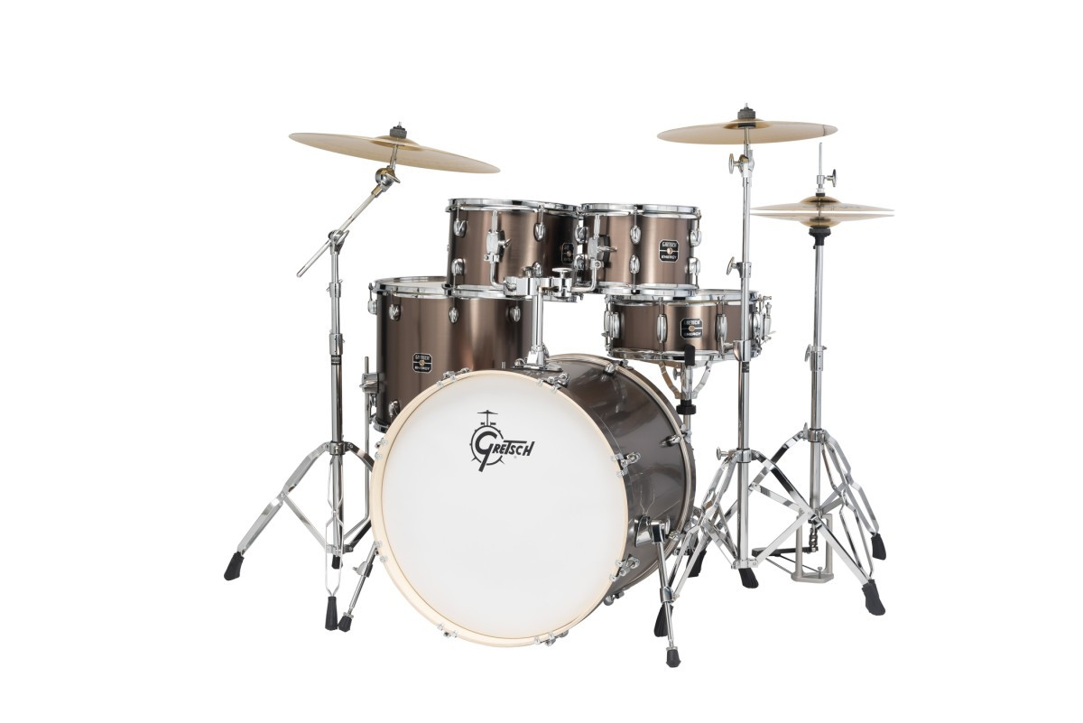 Gretsch Energy 5pc Drum Kit, with Hardware & Cymbals - Grey Steel (GE4E825) | Musician Madness