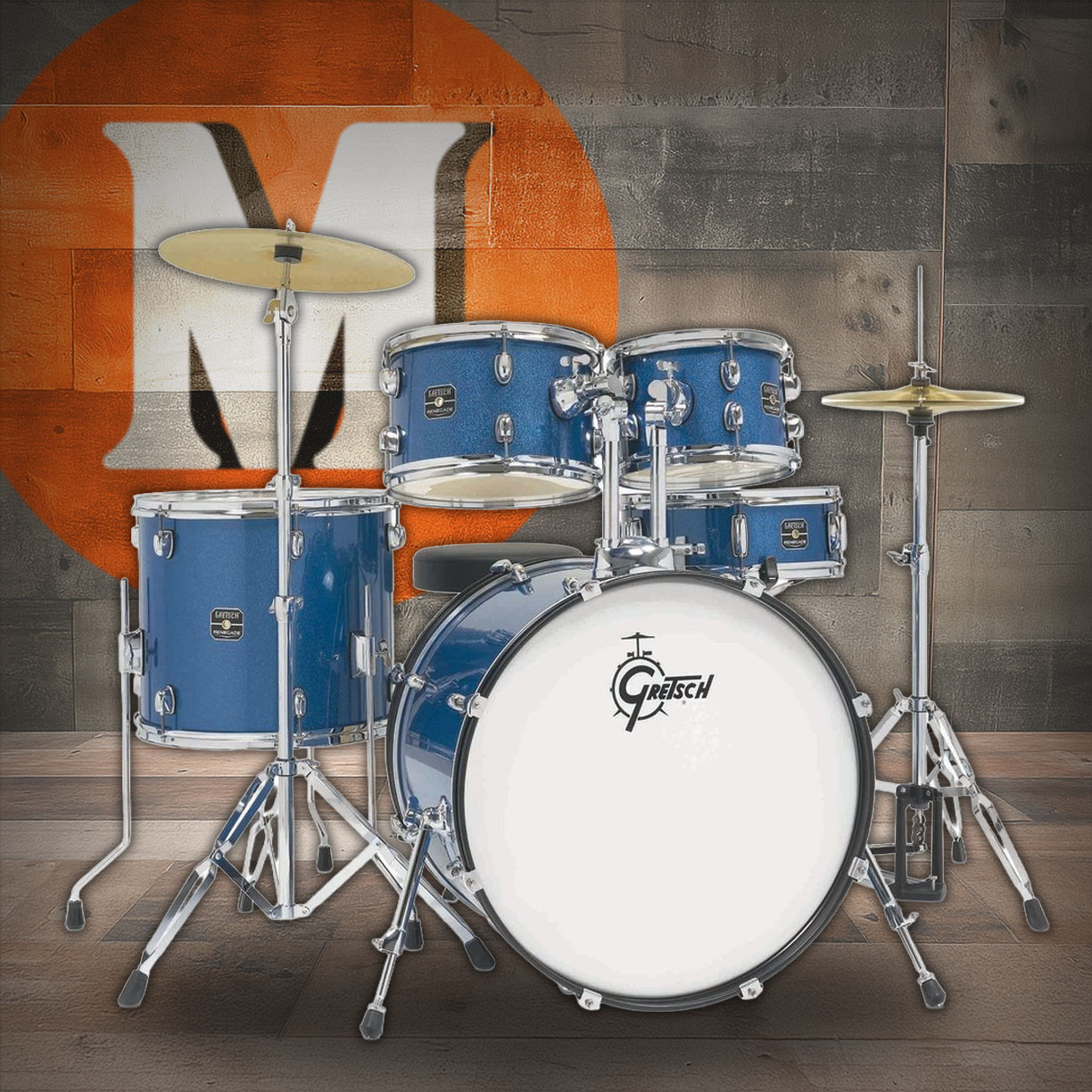 Gretsch Renegade 5pc Drum Kit, With Hardware - Blue Sparkle (RGE625BS) | Musician Madness
