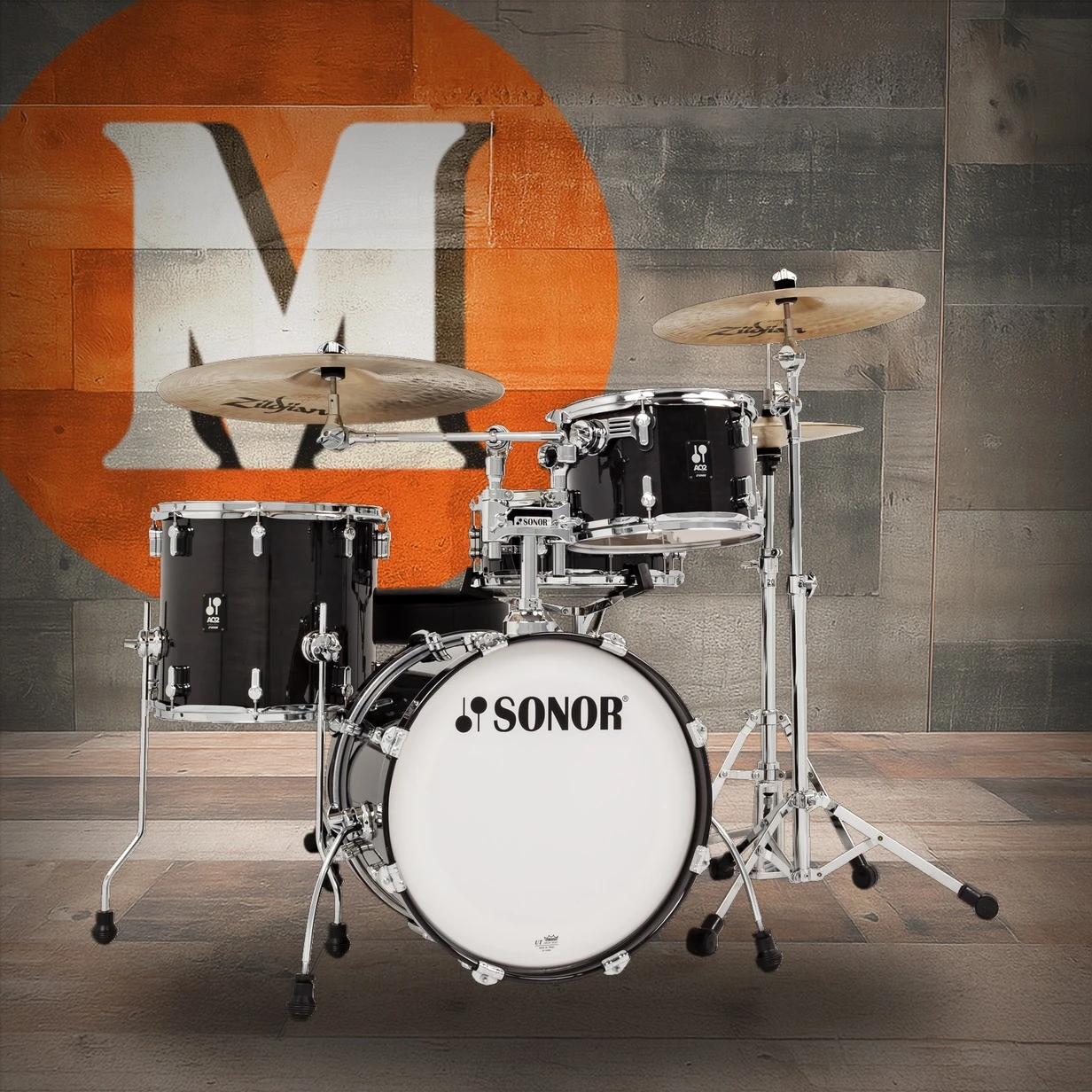 Sonor AQ2 Maple BOP SET-Transparent Black (AQ2-BOPWMCTSB)