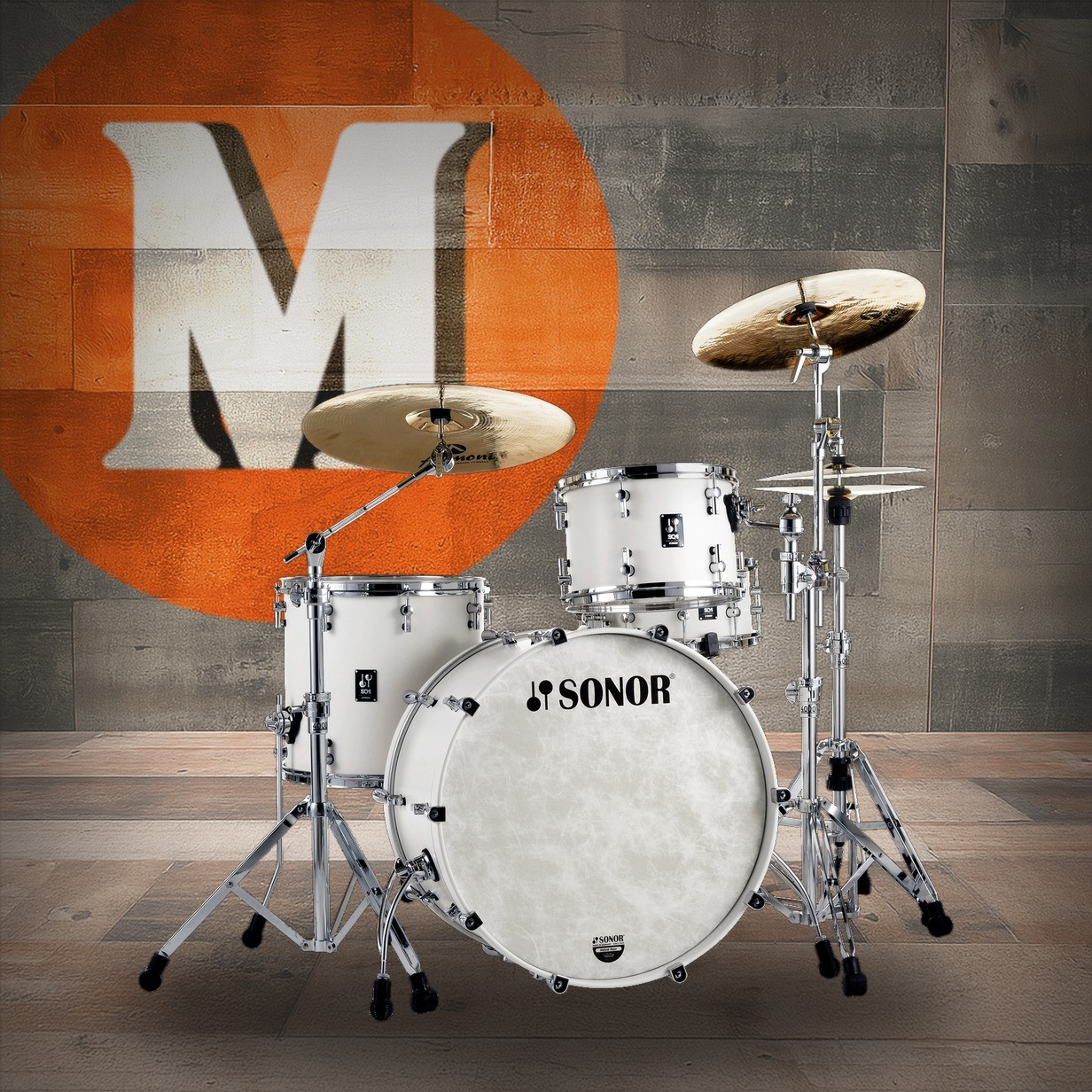 Sonor SQ1 24" 3-PC Shell Pack Satin Pure White (SQ1-324NMCSPW)