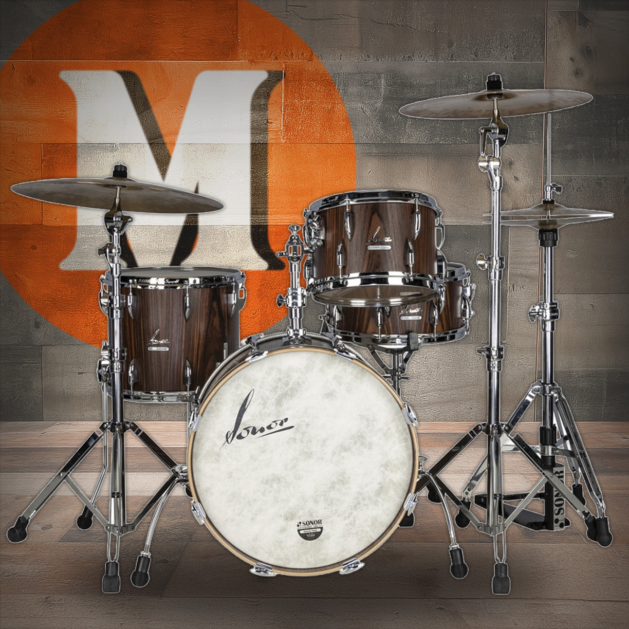 Sonor Vintage Series 20" 3PC Shell Pack w/ Mount - Rosewood Semi-Gloss (VT-320WMCRSG)
